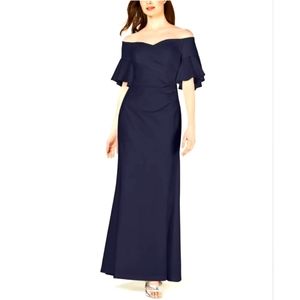 CALVIN KLEIN Womens Navy Bell Sleeve Full-Length Shift Formal Dress Size 6